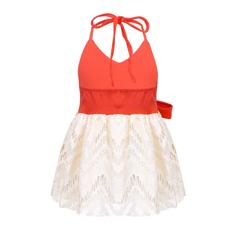 Платье для маленьких девочек с лямкой на шее цифровой галстук бабочка принтом и