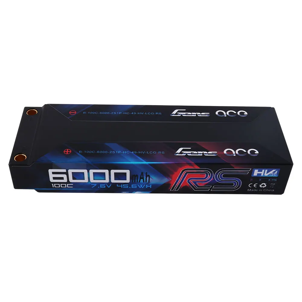 2 шт Gens ace 100C-200C RC автомобильный аккумулятор 7,6 V 6000mAh аккумулятор 2S T разъем для 1/8 1/10 Stampede моделей автомобилей IFMAR гоночный аккумулятор