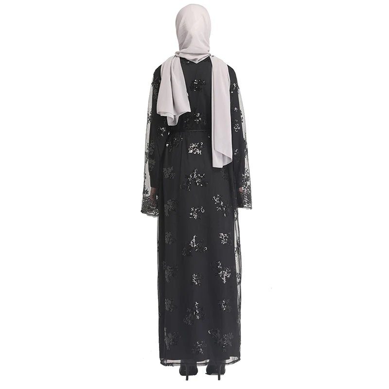Сетка блесток кафтан abaya Турция Дубай мусульманский хиджаб платье Eid Абая для женщин Elbise Giyim Caftan Исламская одежда Рамадан Халат