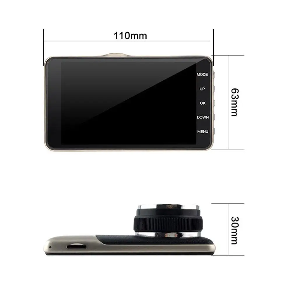Модель C 4 дюйма Двойной объектив Камера HD 1080P Видеорегистраторы для автомобилей