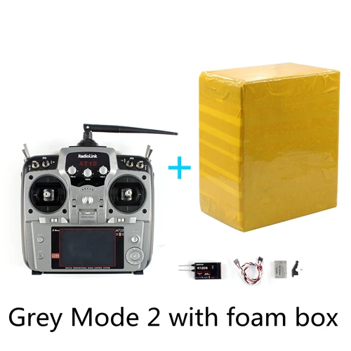 mode2 grey no box radiolink AT10 II 2,4 Ghz 12CH RC передатчик TX с R12DS приемником RX PRM-01 вертолет на дистанционном управлении DIY самолет пульт дистанционного управления - Цвет: mode2 grey no box