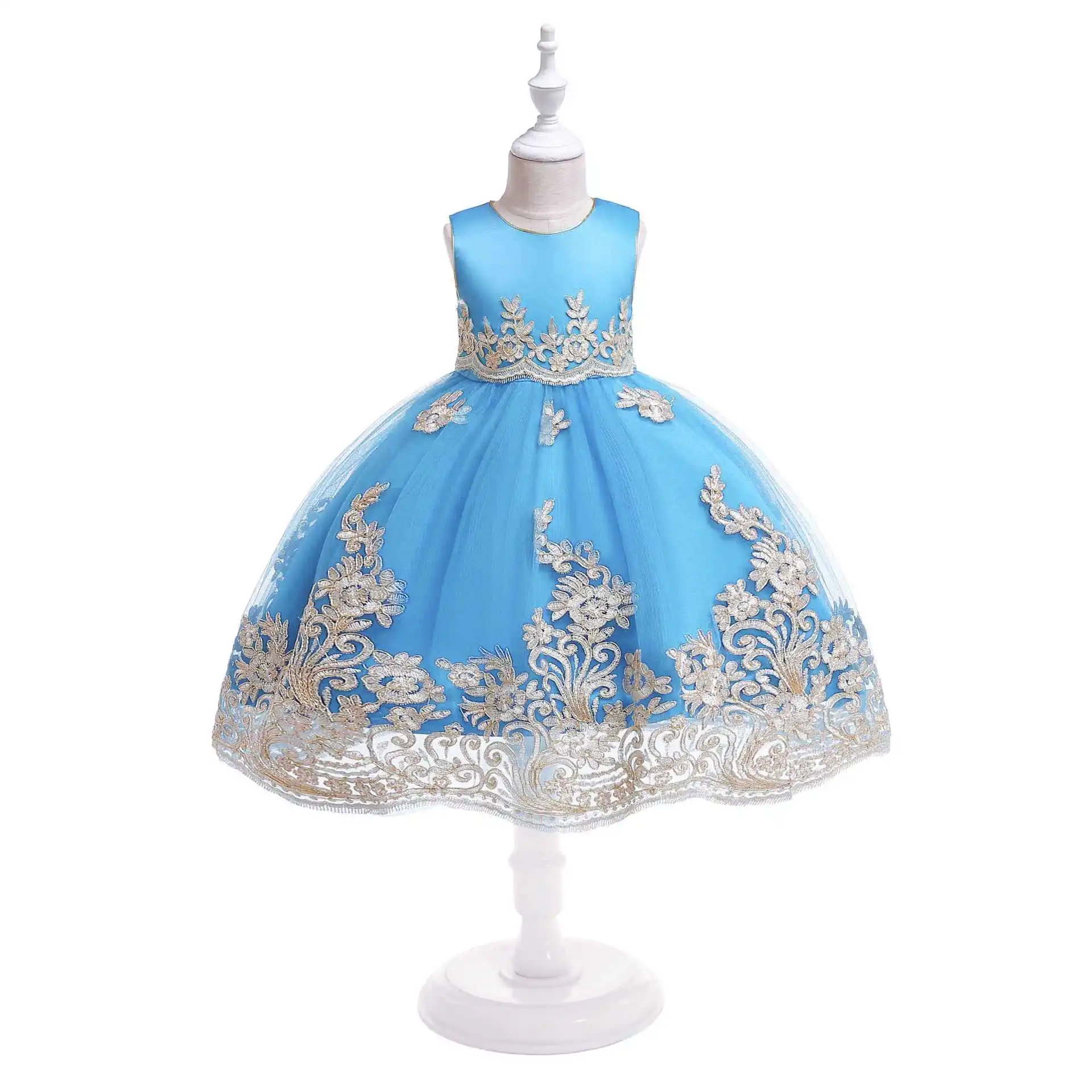 2020 летнее платье для девочек детское кружевное без рукавов с вышивкой