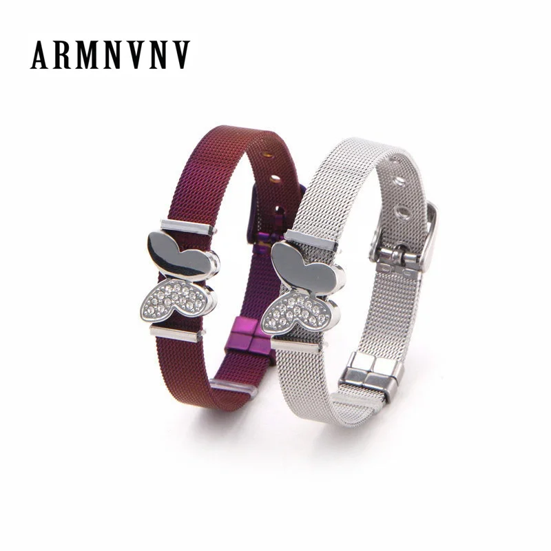 ARMNVNV 2019 браслеты из нержавеющей стали с сеткой кристаллами #1 мама ангел