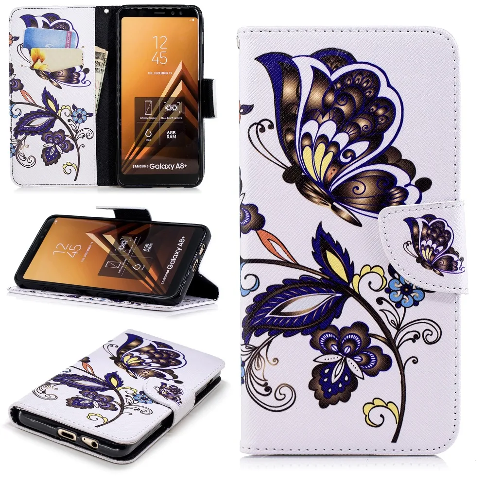 SjuzzyU Anti-knock PU Leather Case For Samsung Galaxy A8 plus 2018 Covers card bag Flip cases funda | Мобильные телефоны и
