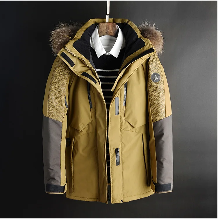 Мужской длинный пуховик с капюшоном повседневная Толстая теплая куртка на