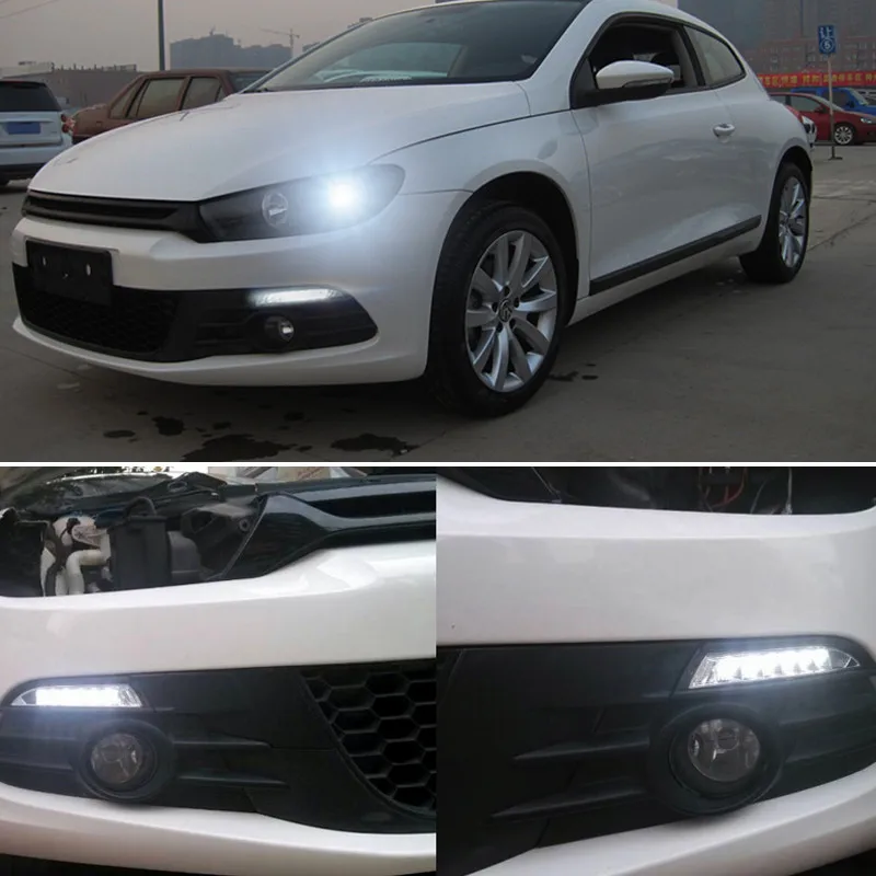 hlxg Car Flashing For Volkswagen Scirocco R 2010 - 2014 LED DRL Daytime Running Light Daylight driving yellow turn Signal lamp | Автомобили