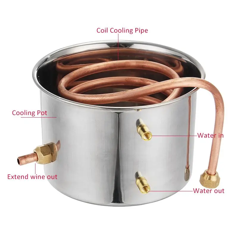 3GAL/12L дистиллятор Самогонный спирт дистиллятор из нержавеющей меди DIY домашний Вода Вино эфирное масло пивоварения комплект
