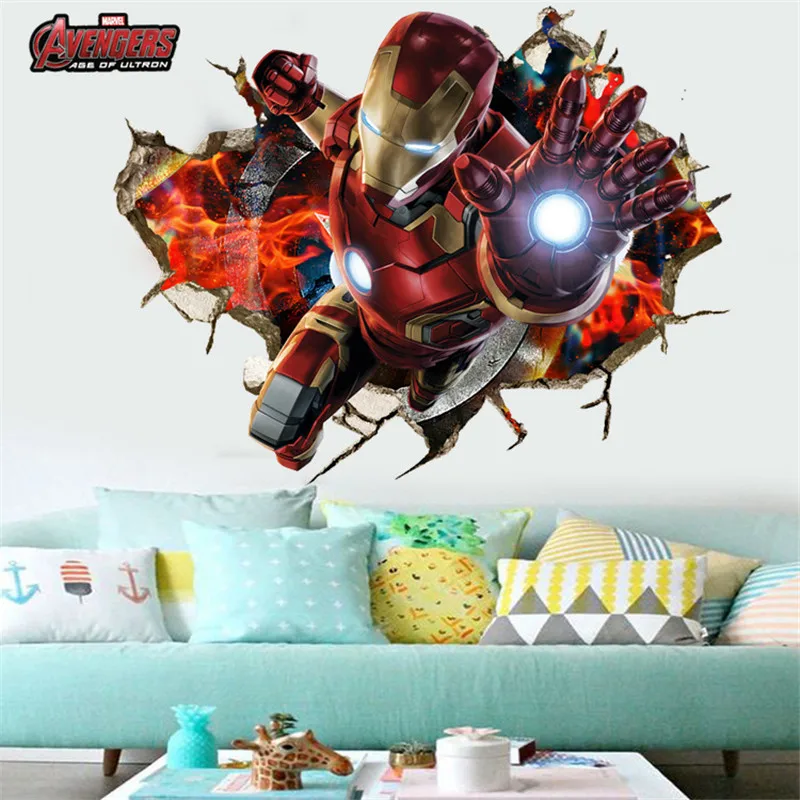 70*50 см Железный человек Новые Мстители 4 эндшпиль DIY 3D Стикеры Детская комната