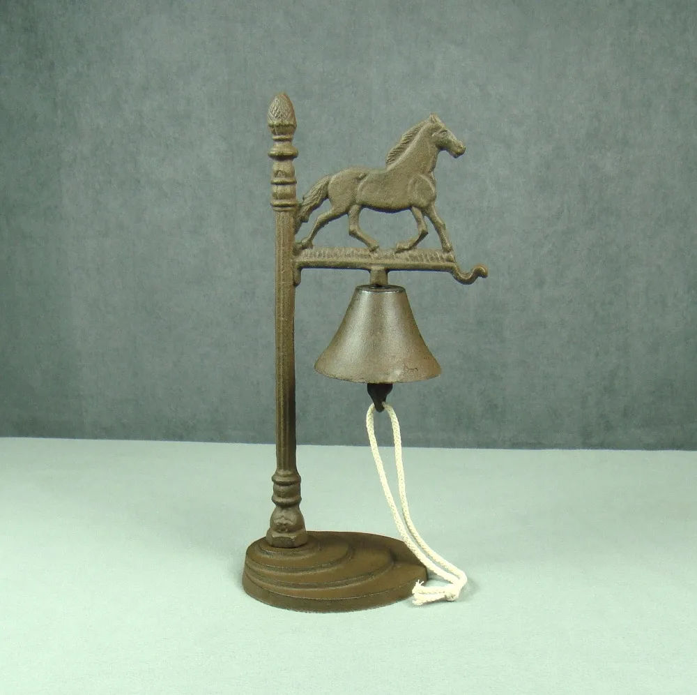 Винтажный чугунный настольный колокольчик в виде лошади античный металлический