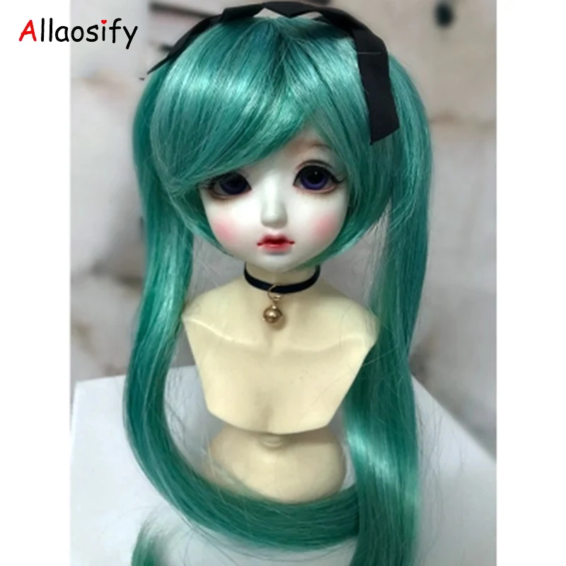 Allaosify bjd волосы новые 1/3 Bjd парик высокая температура длинные вьющиеся wgs провода Bjd парик MSD для куклы BJD зеленый красный блок