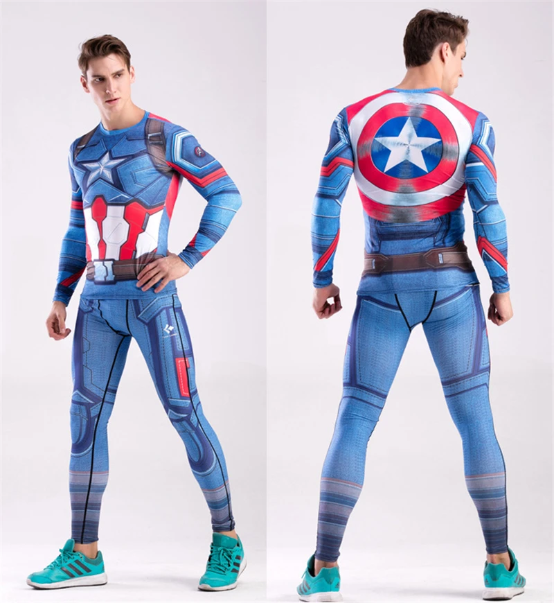 Мужские обтягивающие компрессионные комплекты для бега Черная пантера