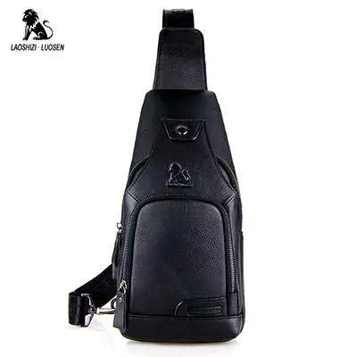 Black Мужская нагрудная сумка в стиле ретро, USB, натуральная кожа, одно плечо, сумка для отдыха, сумка-мессенджер, нагрудный карман, через плечо, Детская сумка - Цвет: Black