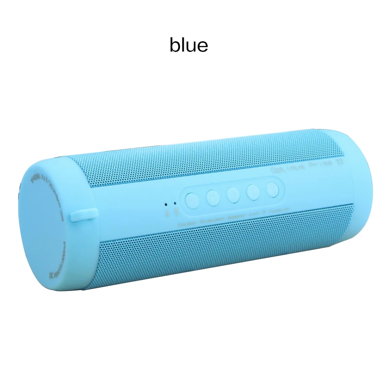 Синий T2 Bluetooth музыкальный бас динамик водонепроницаемый портативный открытый светодиодный беспроводной Колонка громкий динамик Поддержка TF карта FM радио Aux вход - Цвет: Синий
