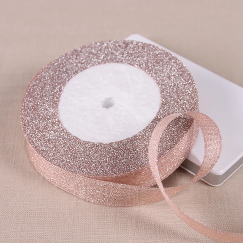 15 мм Металлик Блеск Лента Подарочная Упаковка Ленты Рождественские Украшения DIY
