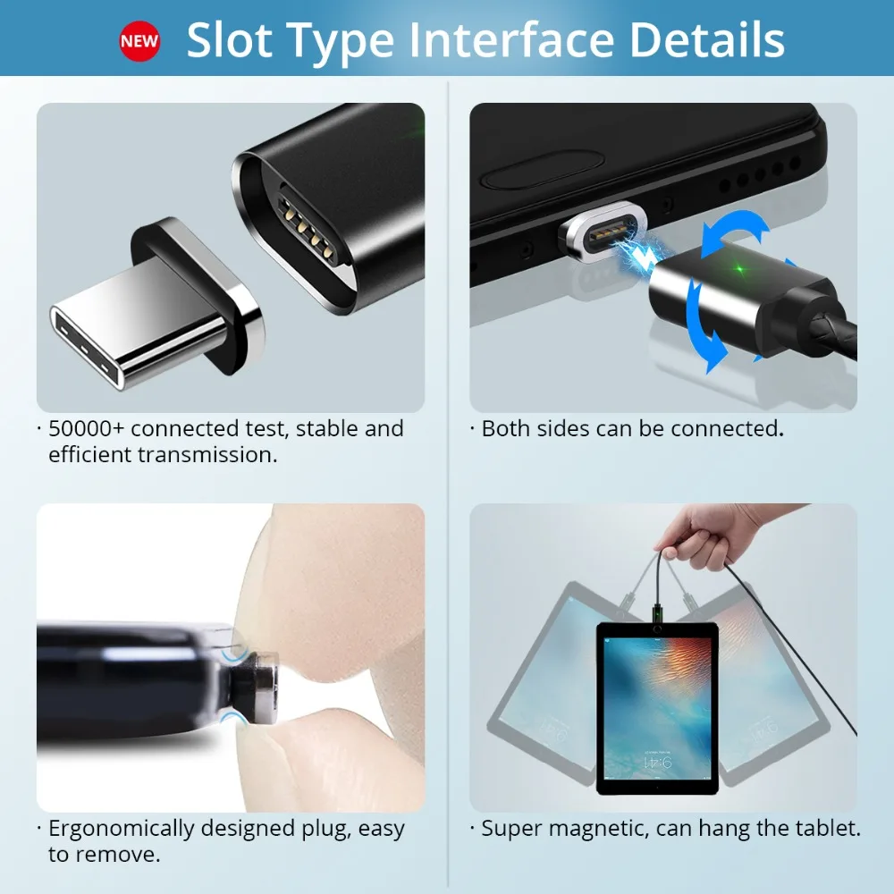 Магнитный кабель для быстрой зарядки и передачи данных Micro USB FONKEN длина 1 м 2 цвета