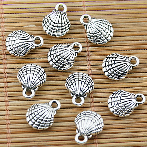 

32pcs tibetan silver tone 2sided shell charms EF1508