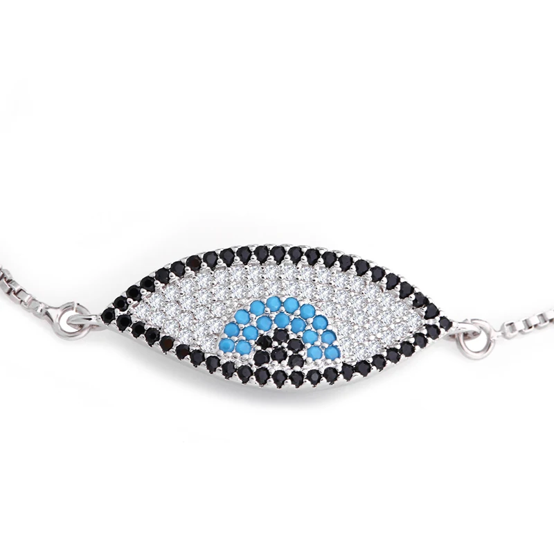 Женский браслет из фианита FLOLA Blue Turkey с цепочкой микро кубического циркония