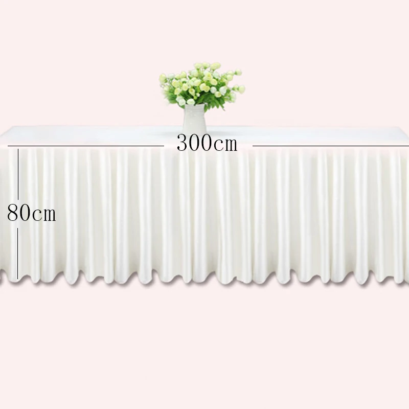 

0.8x3M Ice Silk Fabric Table Skirts Party Transparent White Pleated Wedding Tablecloth Cover Skirting Birthday Baby Shower