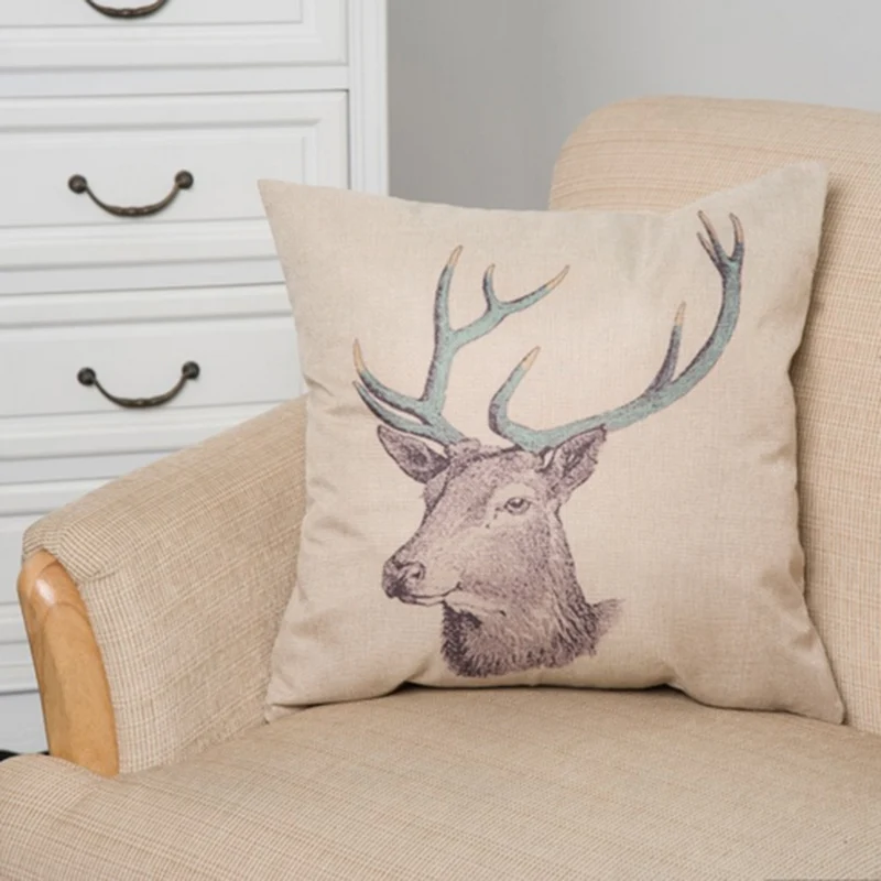 

Happy deer Cushion cute Cartoon Home Pillow Decoration Childlike simplicity Decorative Pillow Cojines Cushion Cover