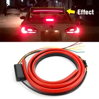 okeen 12v flexible car additional brake led lights red flasher flowing led strip 100cm stop signal led warning light waterproof