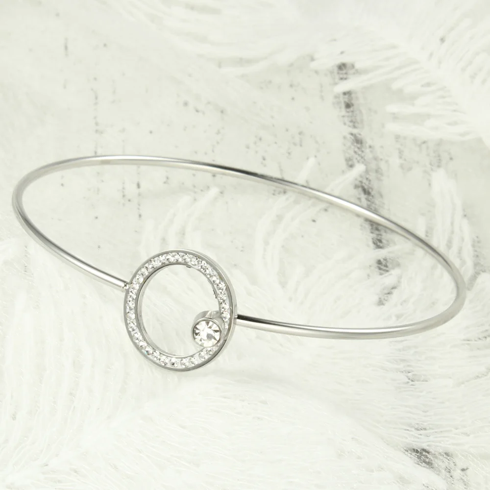 SHE WEIER chain bracelets &amp bangles stainless steel bracelet women femme charms gifts for girls braslet bizuteria zircon round |