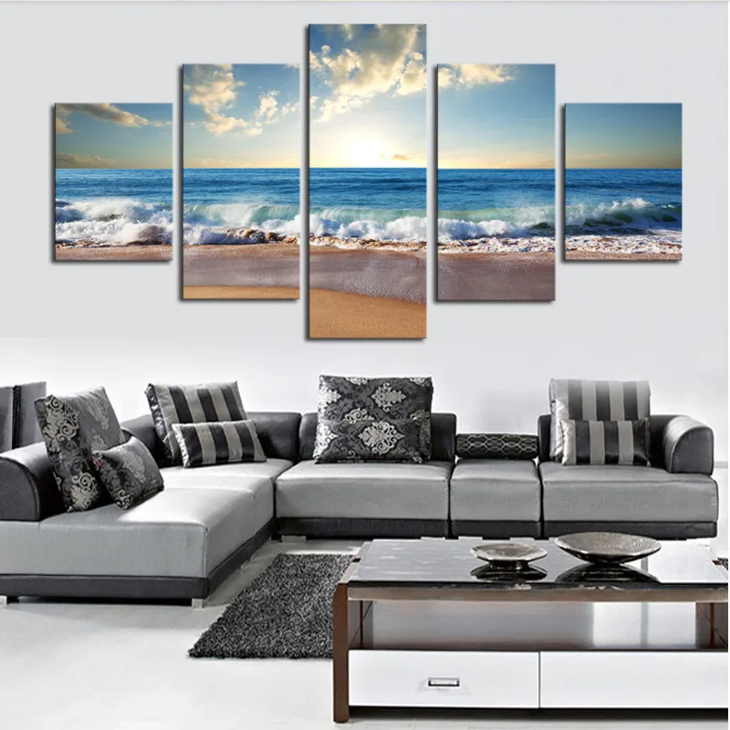 5 шт. Картина на холсте восход и волны|the paintings|print postergreat wave |
