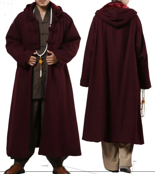 Зимние теплые шерстяные халаты шаолинские красного серого верблюжьего желтого