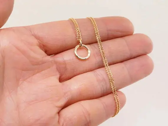 Simple Thick Hoop Circle Necklace Outline Eternity Karma Open Hammered Geometric Round Necklaces | Украшения и аксессуары