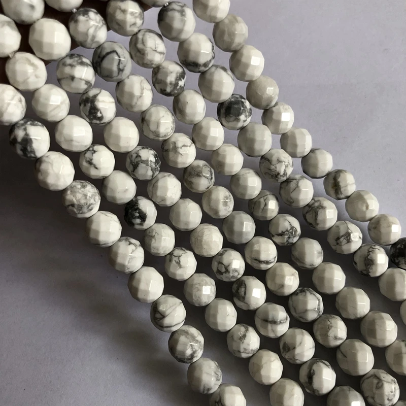 Wholesale 1string Genuine Howlite Beads Faceted Round Gem Stone Jewelry Loose 4mm 6mm 8mm 10m 12mm 15.5&quot/String | Украшения и