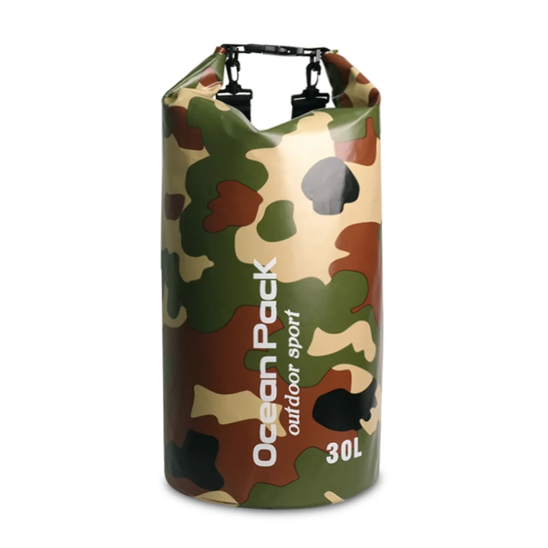 30L Camouflage 5L/10L/15L/20L/30LWaterproof сумки хранения сухой мешок камуфляж рюкзак для каноэ Байдарка Рафтинг Спорт на открытом воздухе сумки для плавания - Цвет: 30L Camouflage