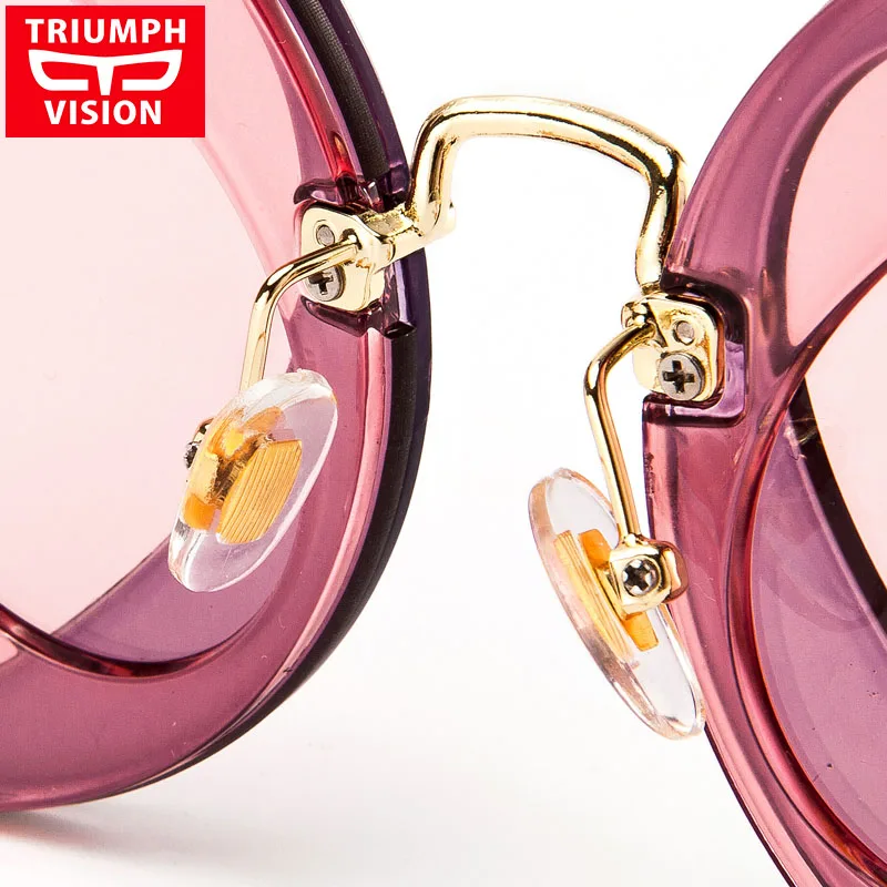 Женские круглые солнцезащитные очки TRIUMPH VISION брендовые дизайнерские с розовым