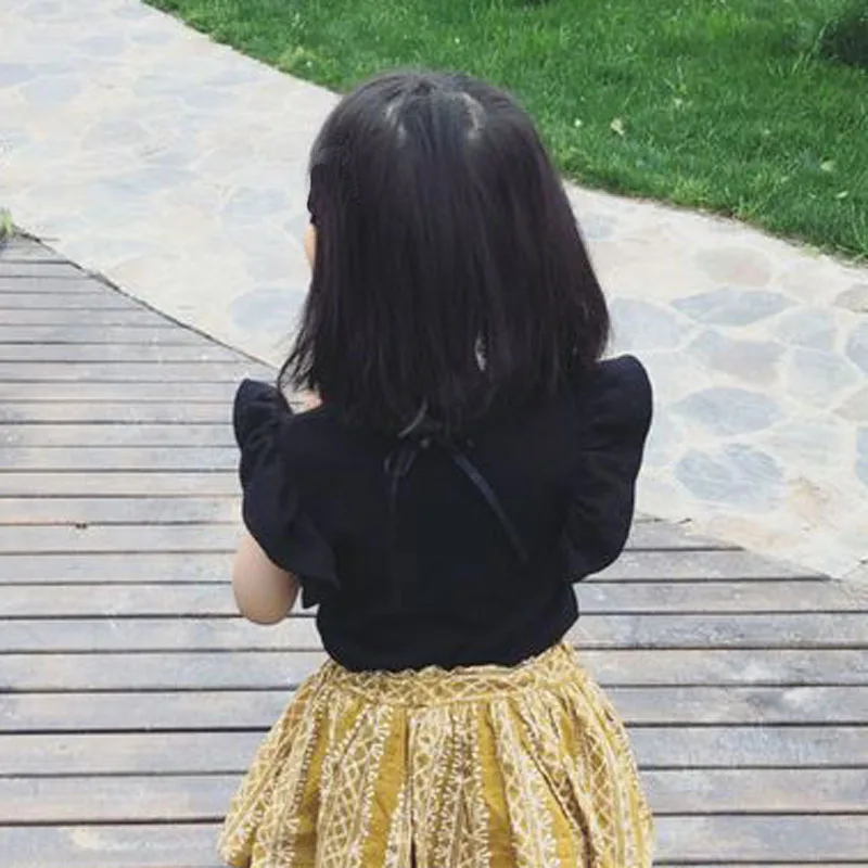

Toddler Girl Summer Cute Ruffle Sleeve T-shirt For Girls Lovely Baby Girls Basic Tees Good Quality Cotton Kids Tops BC561
