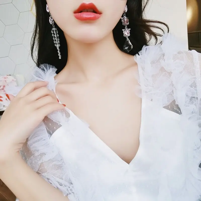 Женские асимметричные серьги MENGJIQIAO новые корейские Роскошные с большими каплями