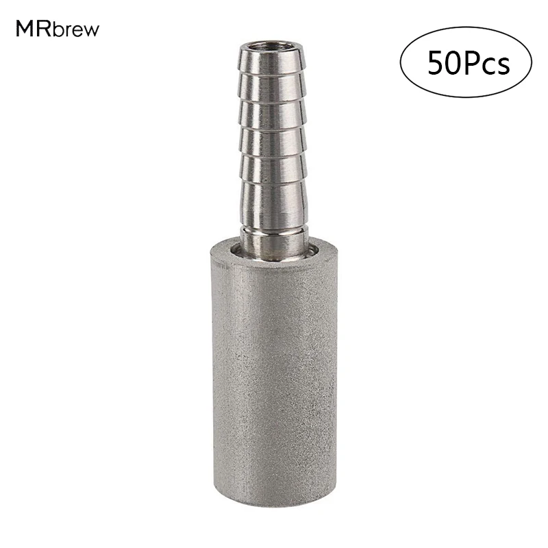 

50pcs Stainless Steel Aeration/Oxygenation Diffusion Stone, 0.5/2 Micron Carbonation Stone With 1/4" Barb For Beer Home Brewing