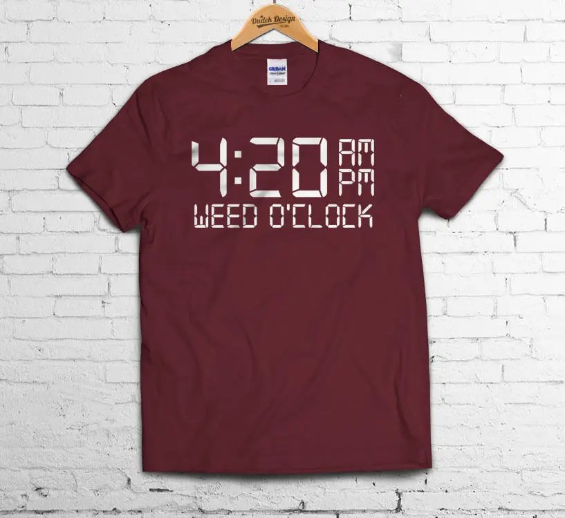 4:20 утро вечер сорняков часов футболка дым время TUMBLR наркоман Халифа WIZ Новые