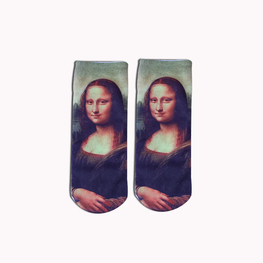 Mona Lisa socks Европейский Ренессанс женские 3d принтованные художественные носки Ван Гог да Винчи Иисус Картина маслом носки женские красочные новые носки Ne74130 - Цвет: Mona Lisa socks