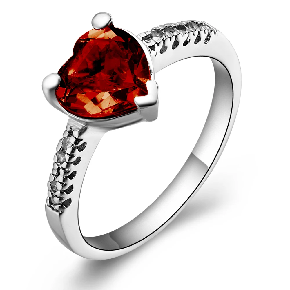 Кольцо из натурального граната стерлингового серебра 925 пробы красный
