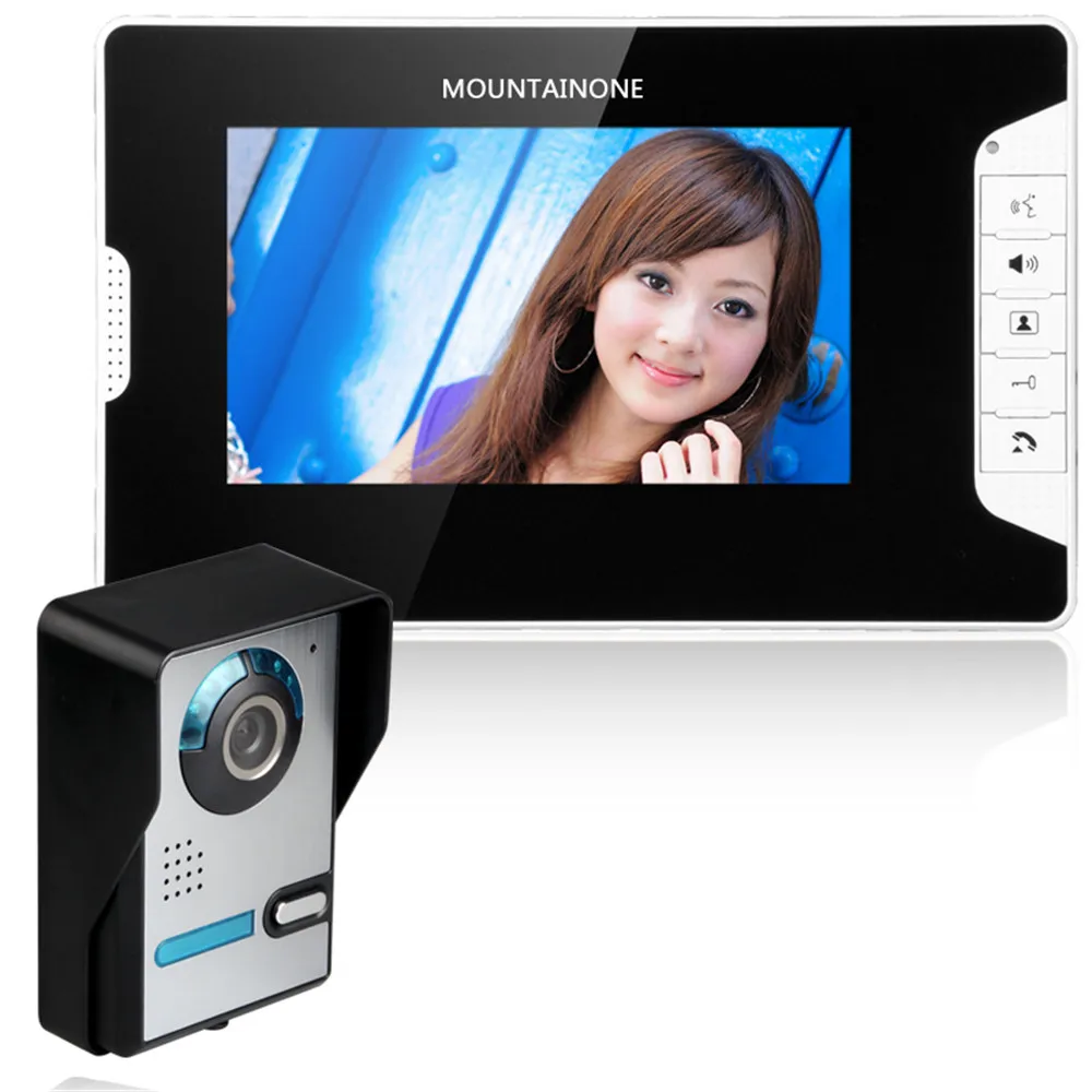 MOUNTAINONE 7 Inch Video Door Phone Doorbell Intercom Kit Doorbell Wired Video Intercom System Color Monitor and HD Door Camera