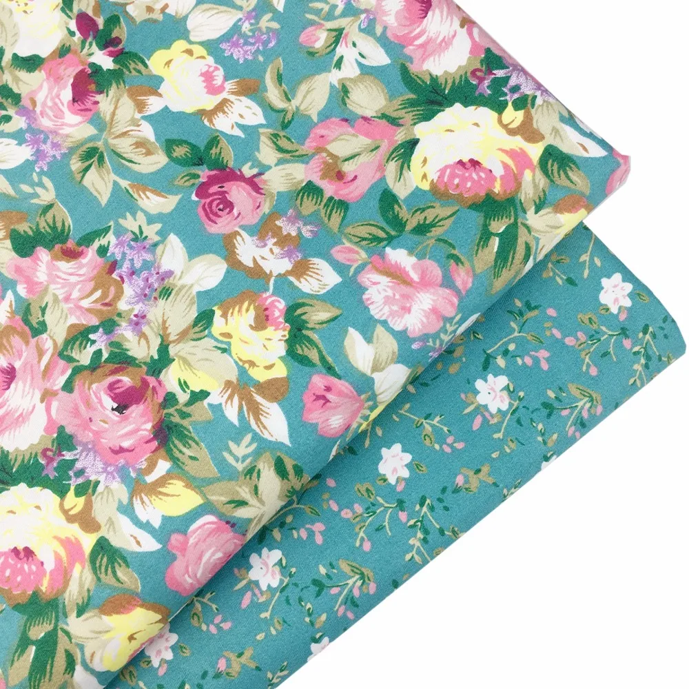 Синяя Цветочная новая хлопчатобумажная ткань на метр для рукоделия|cotton fabric|cloth