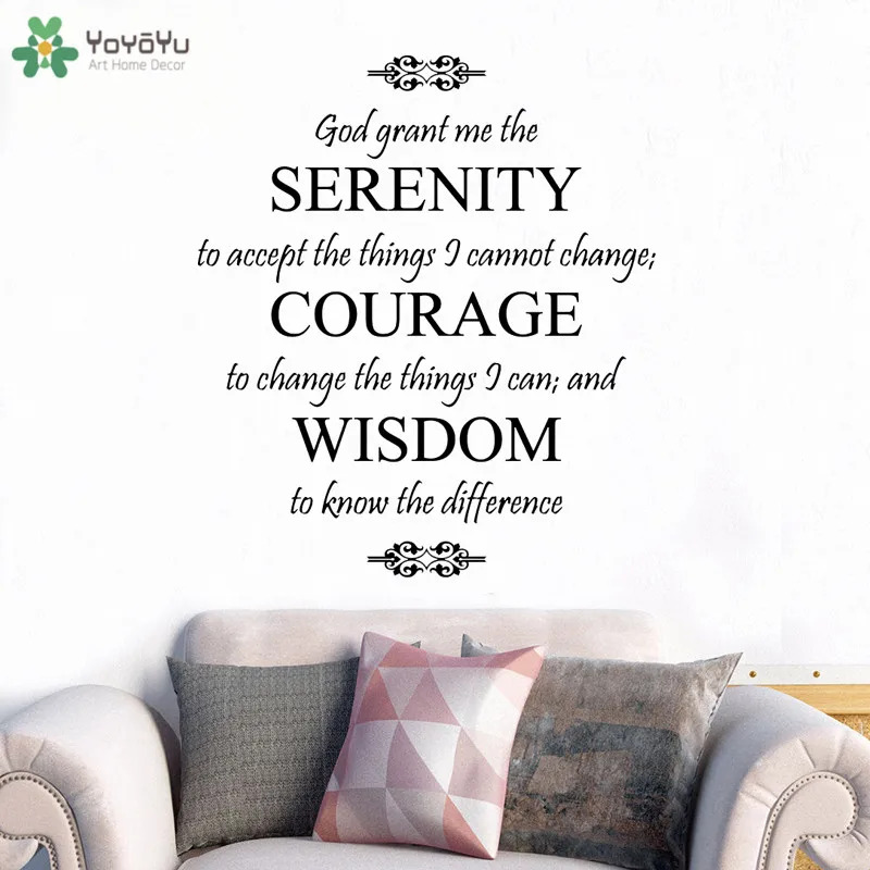 

YOYOYU Wall Decal God Saying Serenity Prayer Vinyl Wall Stickers Spiritual Quote Removable Interior Home Decor Gift Mural CT707