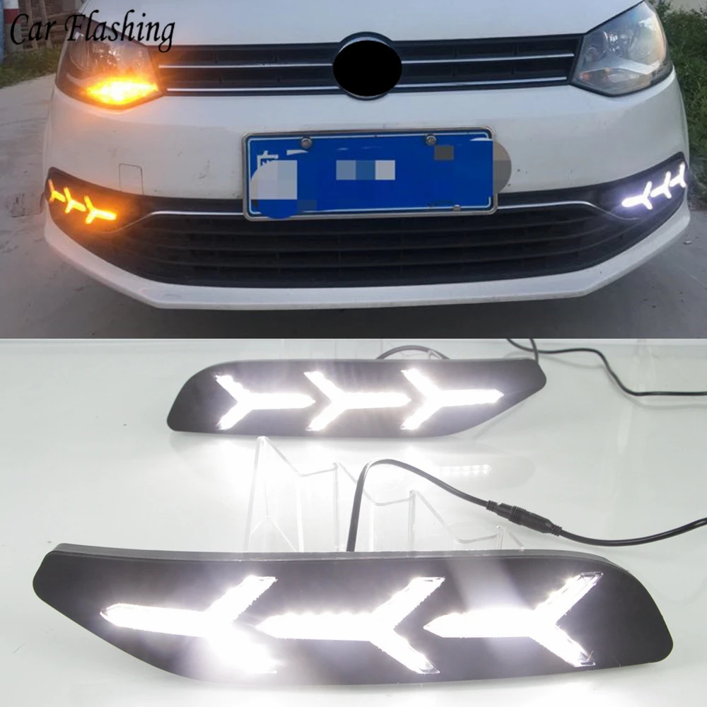 1 пара Габаритные огни DRL светодиодный для Volkswagen VW Polo 2014 2015 2016 2017 2018 вождения