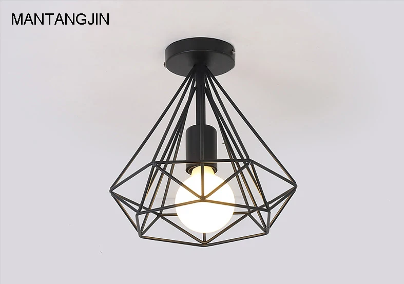 Современные Черные потолочные светильники в виде птичьей клетки железные