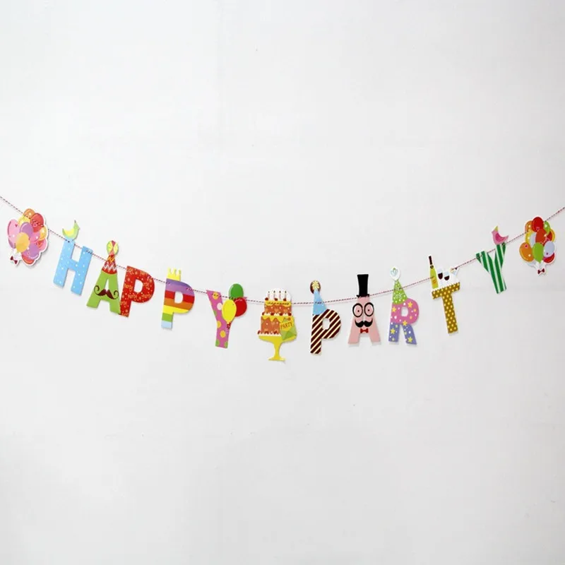 Happy Party 1 Набор баннеры для вечеринки на день рождения мультфильм с днем рождения гирлянда из букв детский день рождения украшение детская красочная гирлянда подарки - Цвет: Happy Party