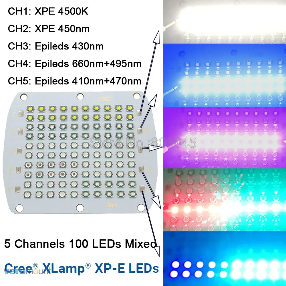 Cree XPE XP E 5 каналов 100 светодиодный s DIY ламсветильник щения 4500K нм Epi LED Смешанная