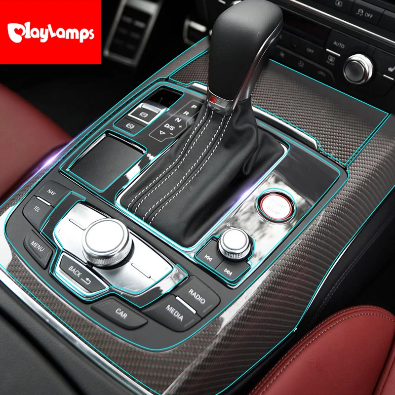 

Car TPU stickers For Audi Gear Shift Panel Trim Decorative Interior TPU Stickers Door hande lFor Audi A6 2012-2018 Accessories