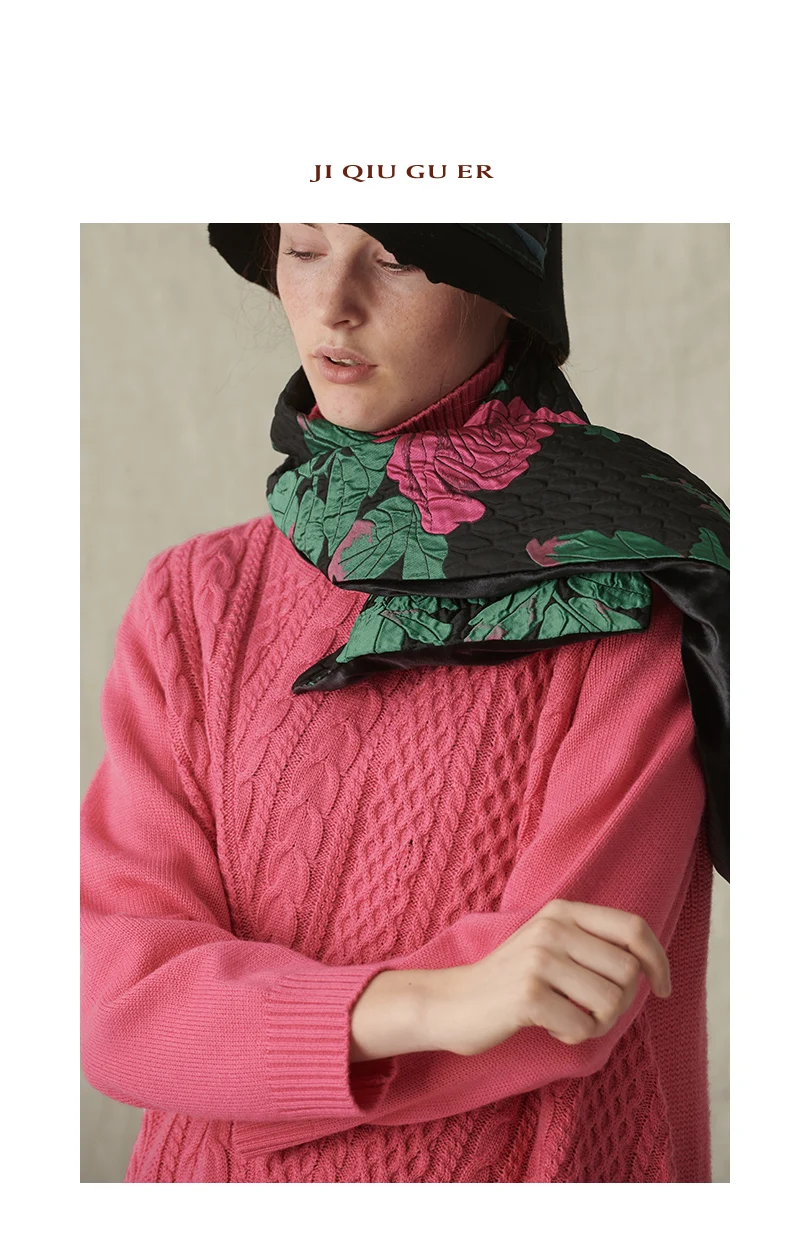 Jiqiuguer/женские черные осенние Однотонная повседневная обувь Turtlenck пуловеры теплый с длинным рукавом Свободные трикотажные компьютер мягкие свитеры G183M002