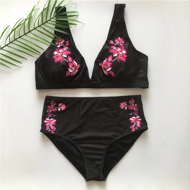2018 Новый Для женщин купальник сексуальный пуш-ап Холтер высокой талией Цветочный