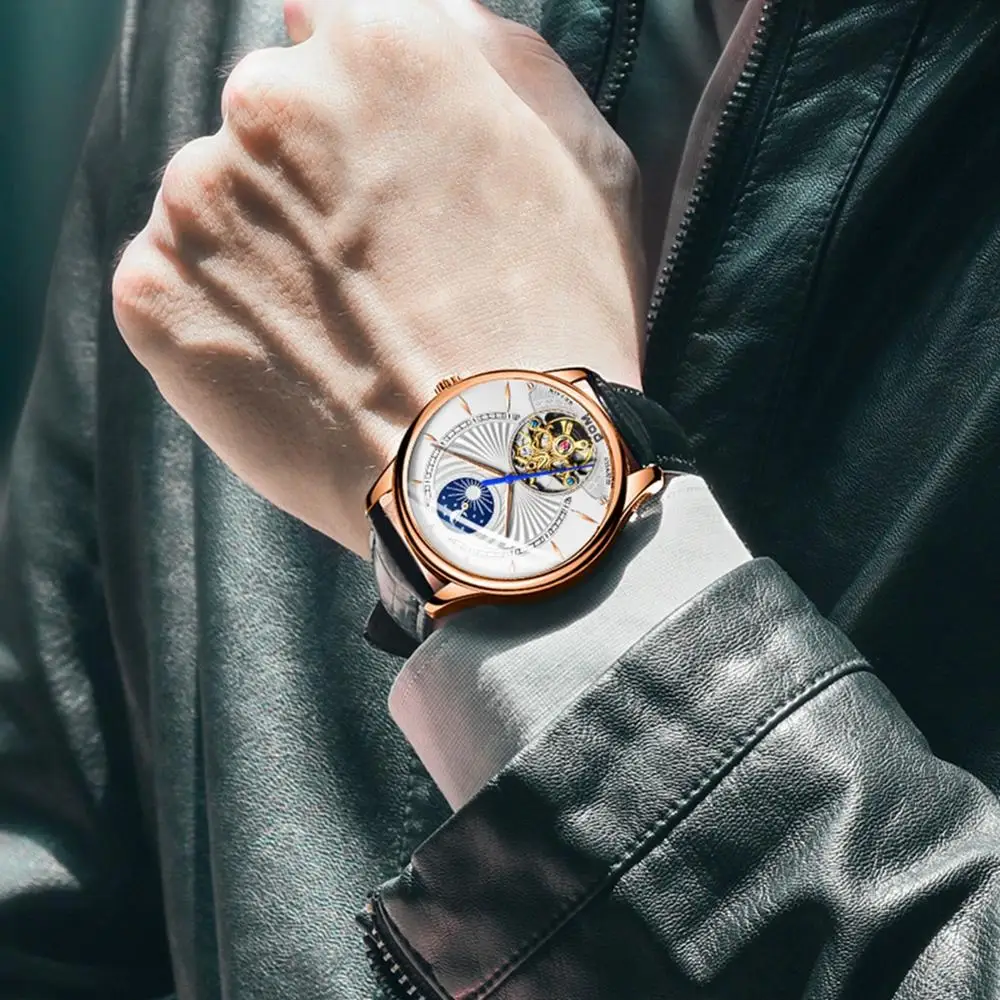 DOM Топ бренд 2019 новые спортивные деловые мужские часы из натуральной кожи