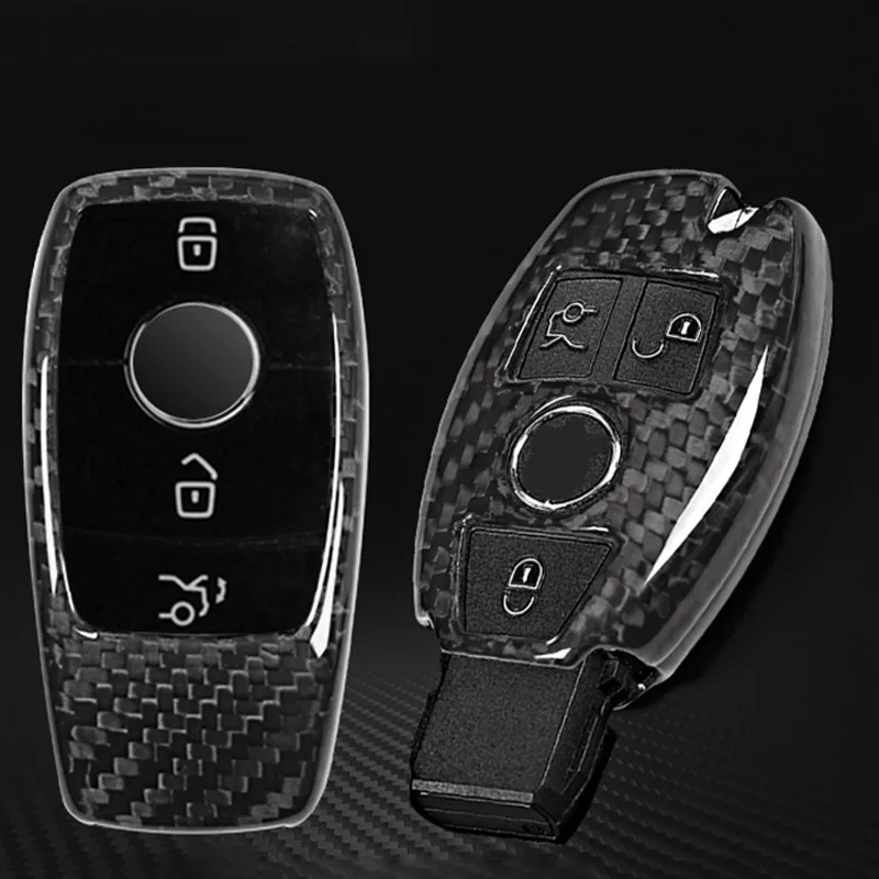 Чехол для автомобильного ключа из настоящего углеродного волокна отделка Mercedes