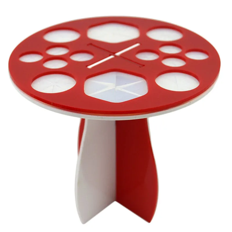 Round acrylic Makeup Brush Holder Cosmetic Makeup Brushes Display holder Showing Rack makeup brush Drying rack Stand Storage - Handle Color: Redwhite